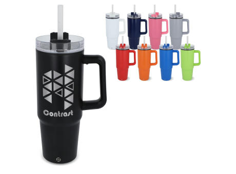 Miami Becher mit Henkel und Strohhalm 800ml Werbeartikel