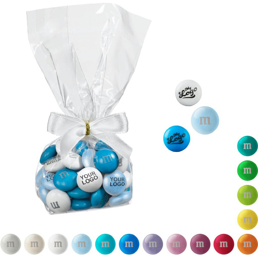 Product image Personalisierte M&M'S® Schokolinsen im Tütchen mit Schleife, 40 g Werbeartikel