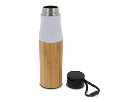 Isolierflasche Bambus mit Trageschlaufe 500ml Werbeartikel