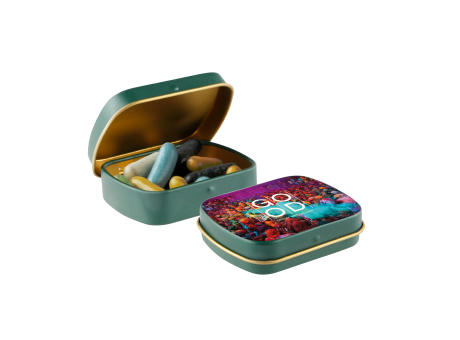 Mini Klappdeckeldose mit Süßigkeiten Werbeartikel