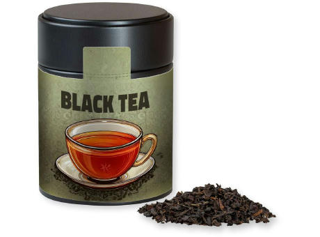 Product image Schwarztee, ca. 45g, Metalldose Midi schwarz Werbeartikel