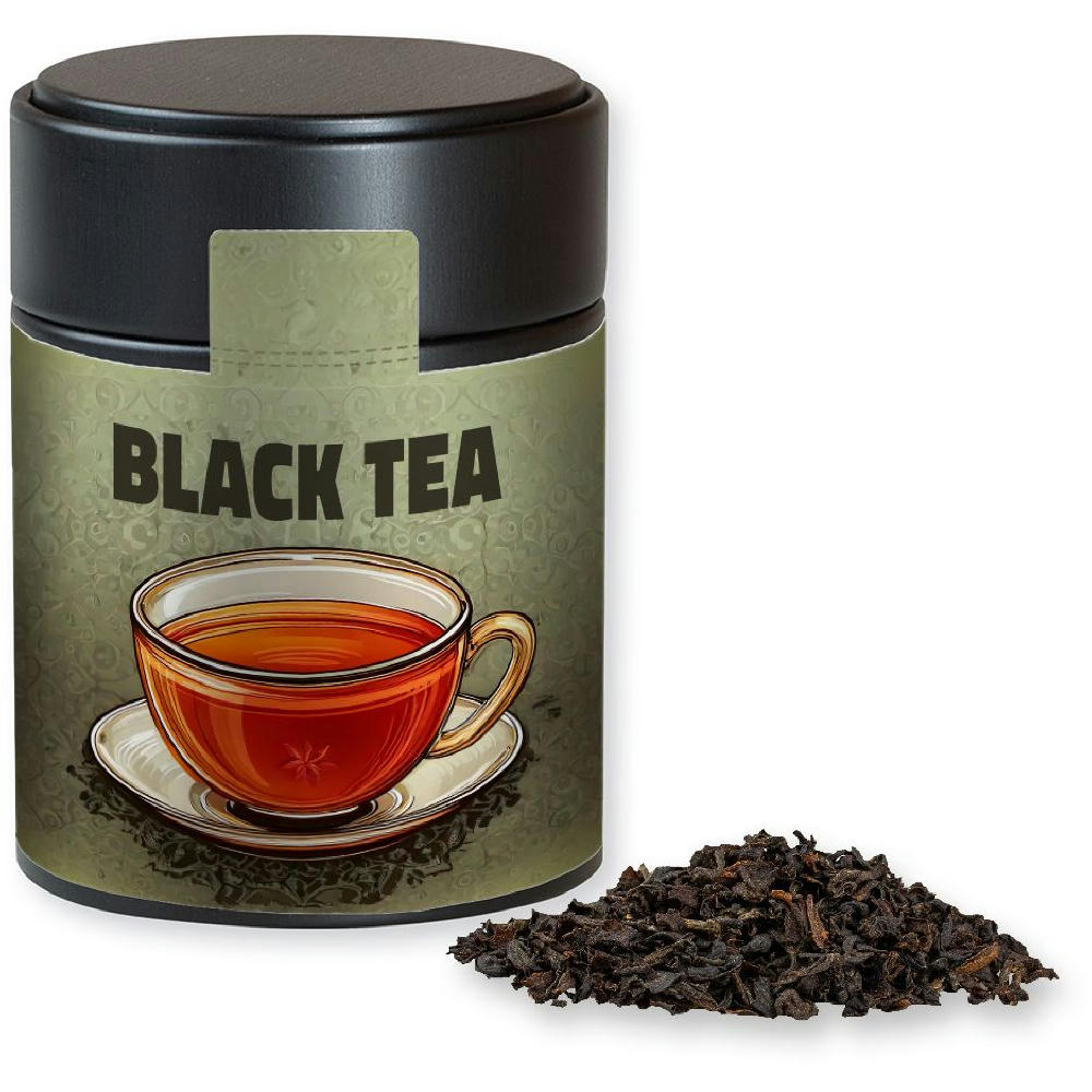 Product image Schwarztee, ca. 45g, Metalldose Midi schwarz Werbeartikel