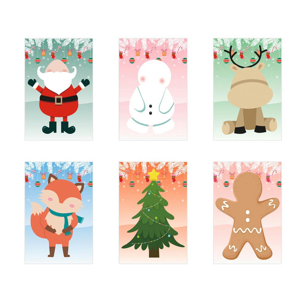 GLIMN. Set aus sechs Bögen mit Weihnachtsfiguren und 3 Bögen mit Aufklebern Werbeartikel