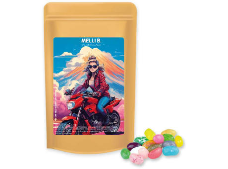 Jelly Beans süß-Mix, ca. 100g, Standbeutel Midi Werbeartikel