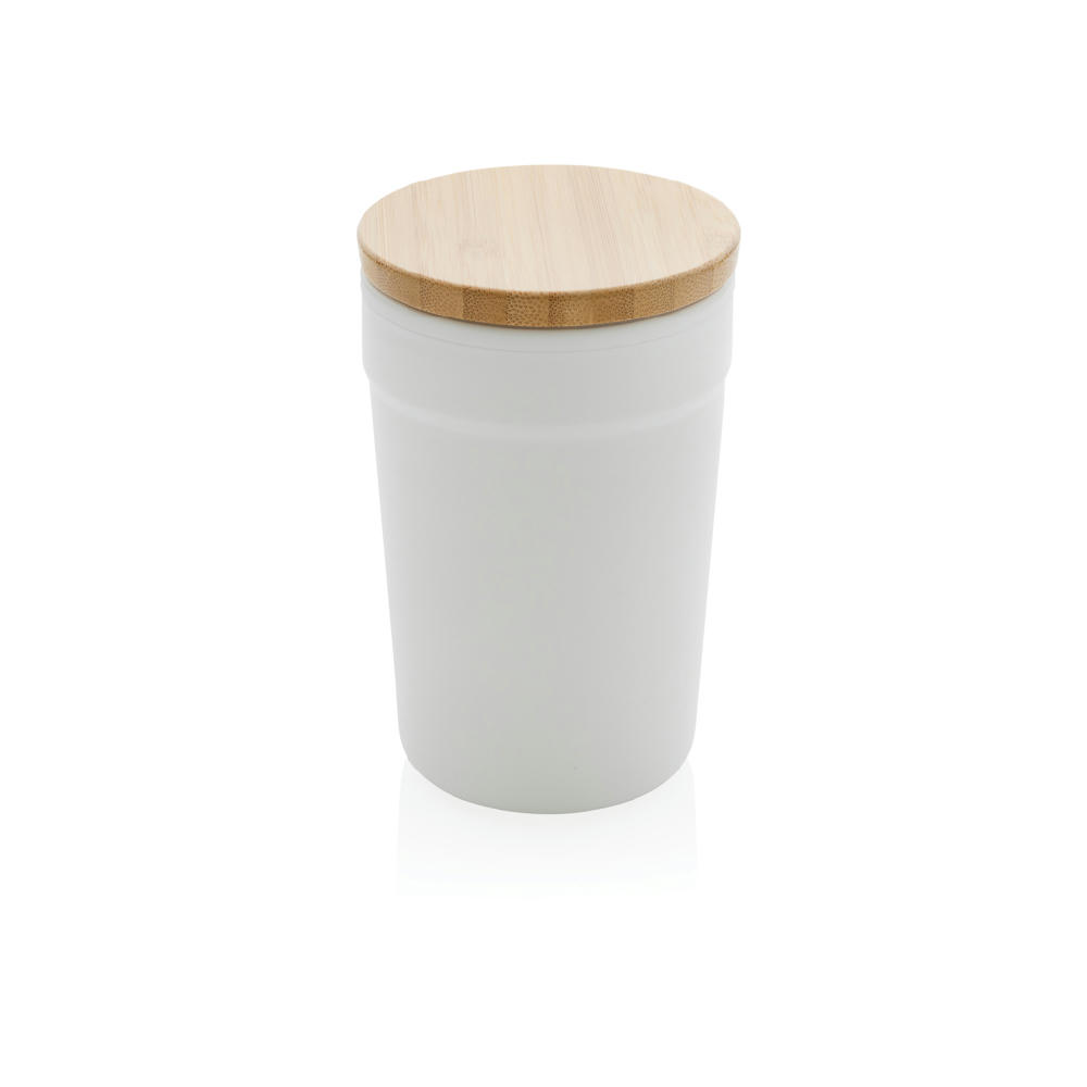 GRS rPP-Becher mit Bambusdeckel Werbeartikel