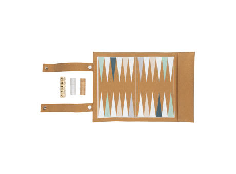 Britton faltbares Backgammon und Damespiel Set aus Kork Werbeartikel