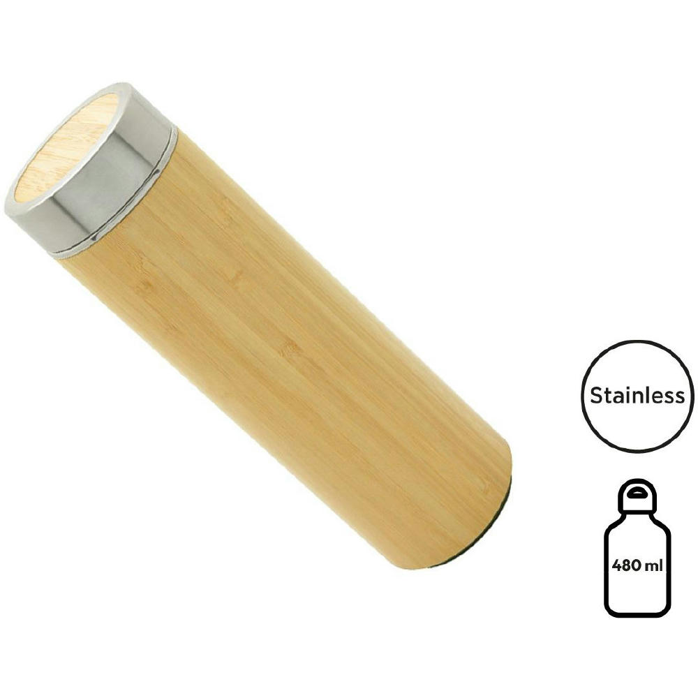 Product image Doppelwandige Flasche 'Onsen', Bambus, mit Teesieb, 480ml Werbeartikel
