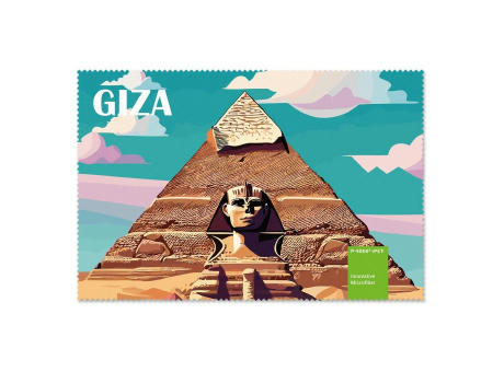 POLYCLEAN rPET Brillenputztuch 30x20 cm im Papieretui, All-Inclusive-Paket bedrucken