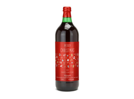 Glühwein - Flasche grün, mit Schraubverschluss, 1 l - individuelles Etikett Werbeartikel