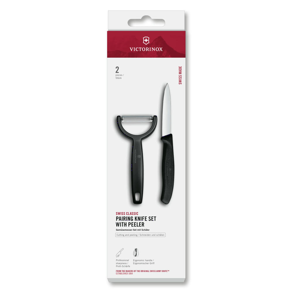 Product image Swiss Classic, Gemüsemesser mit Y-Schäler, 2tlg, schwarz, Box Werbeartikel