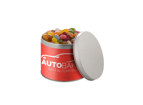 Product image Runde Dose, 0.6 L gefüllt mit Süßigkeiten Werbeartikel