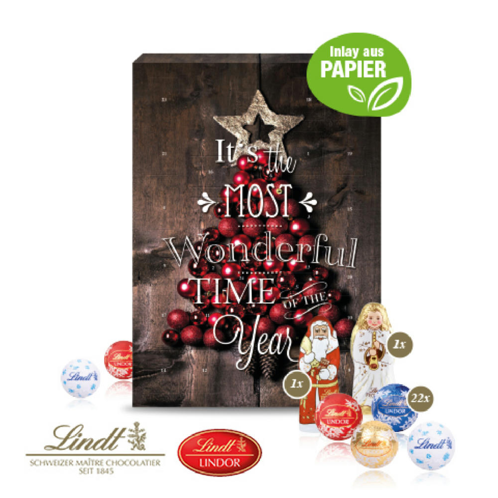 Product image Adventskalender mit Lindt Mix und Gutschein-Option Werbeartikel