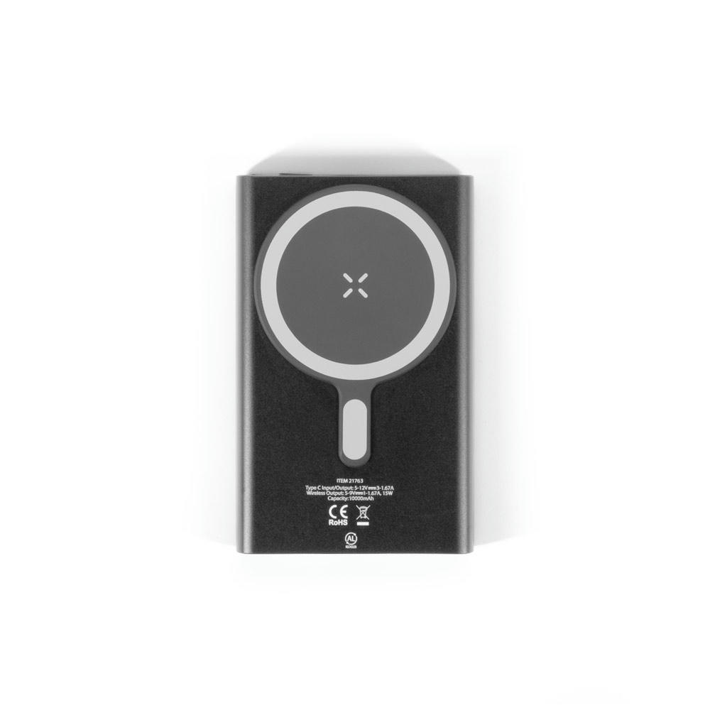 WRIGHT 5. Magnetische Powerbank mit Schnellladefunktion aus recyceltem Aluminium und recyceltem ABS, 5'000 mAh Werbeartikel
