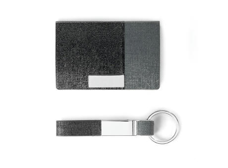 Product image TRAVOLTA. Karten- und Schlüsselanhängerset aus Metall und PU bedrucken