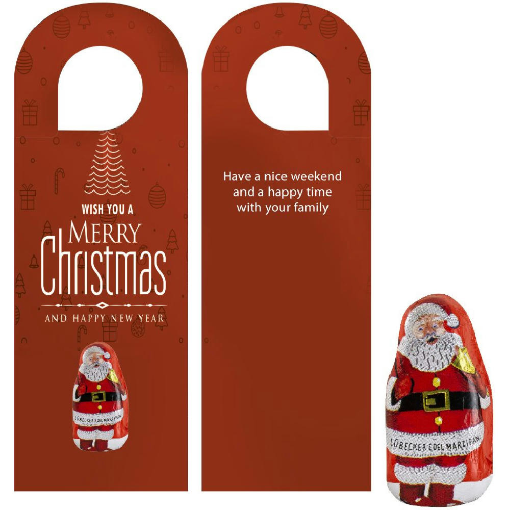 Product image Lübecker Marzipan Weihnachtsmänner, ca. 12g, Türhänger Werbeartikel