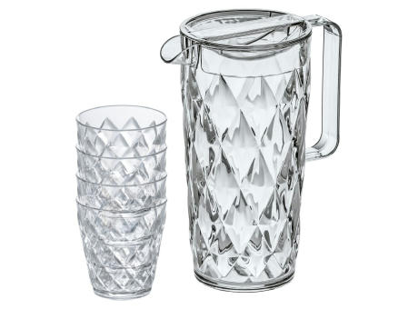 KOZIOL CRYSTAL Kanne 1,6l mit 4 Becher 250ml Werbeartikel