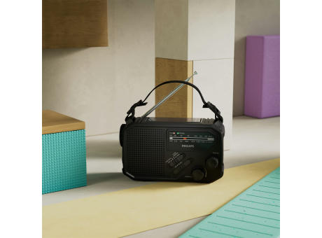 Philips TAR1609 Notfallradio mit analogem FM/AM-Tuner und Taschenlampe Werbeartikel