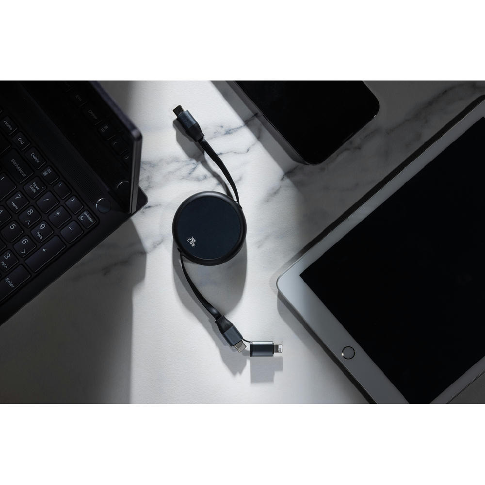 Terra ausziehbares 240W 2-in-1 Kabel aus RCS rec. Aluminium Werbeartikel