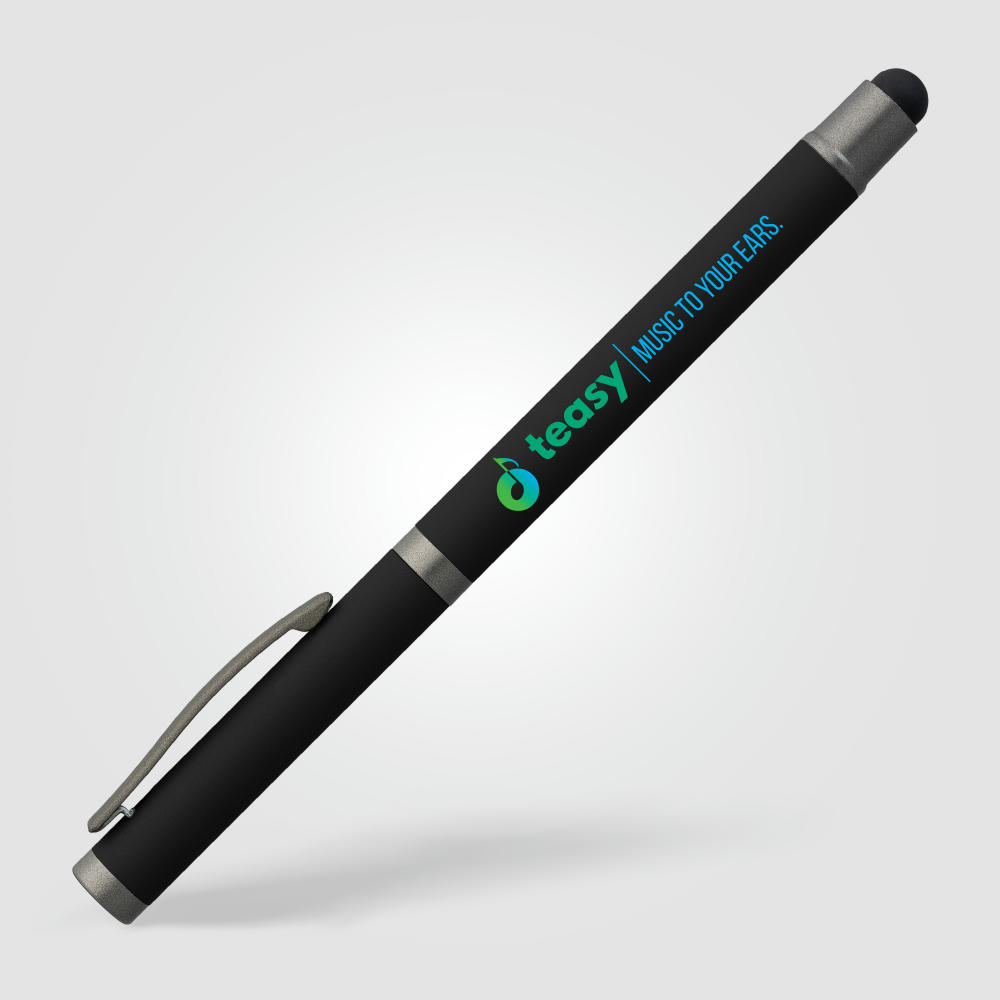 Bowie Gelschreiber mit Stylus aus recyceltem Aluminium Werbeartikel