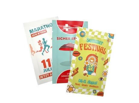 10 ml Sonnenmilch LSF 30 sensitiv (Sachet) - Soft Touch Print bedrucken