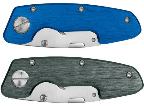 Trapezklingen-Klappmesser "Piranha blau" Werbeartikel