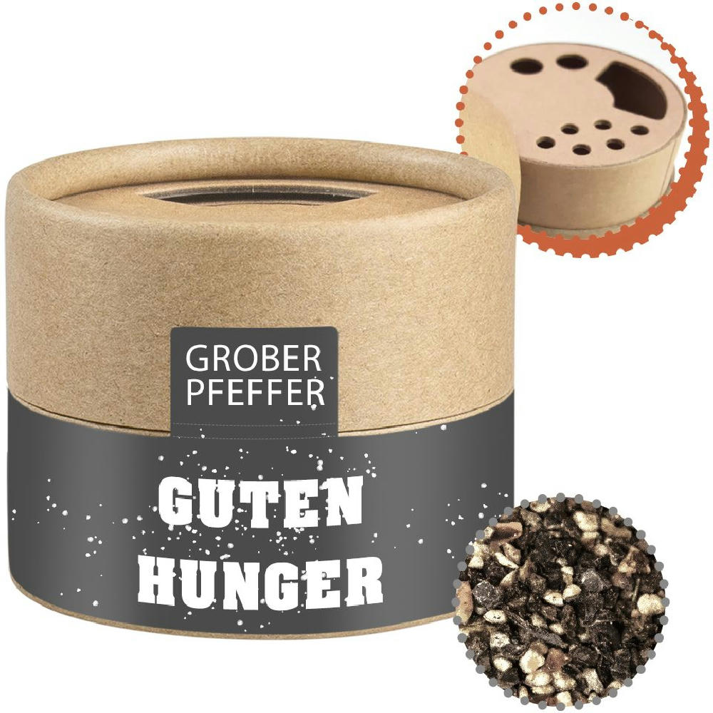 Product image Pfeffer geschrotet, ca. 38g, Kraftpapierstreuer Mini Werbeartikel