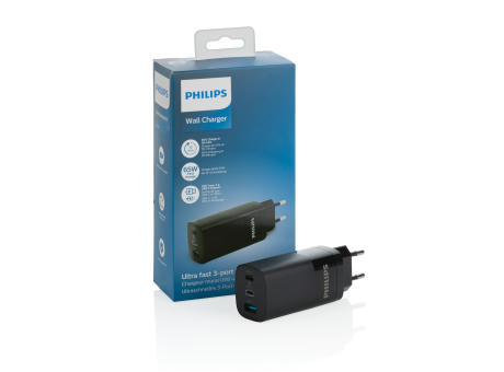 Philips 65W Ultra-Schnell-PD 3-Port-USB-Wandladegerät Werbeartikel