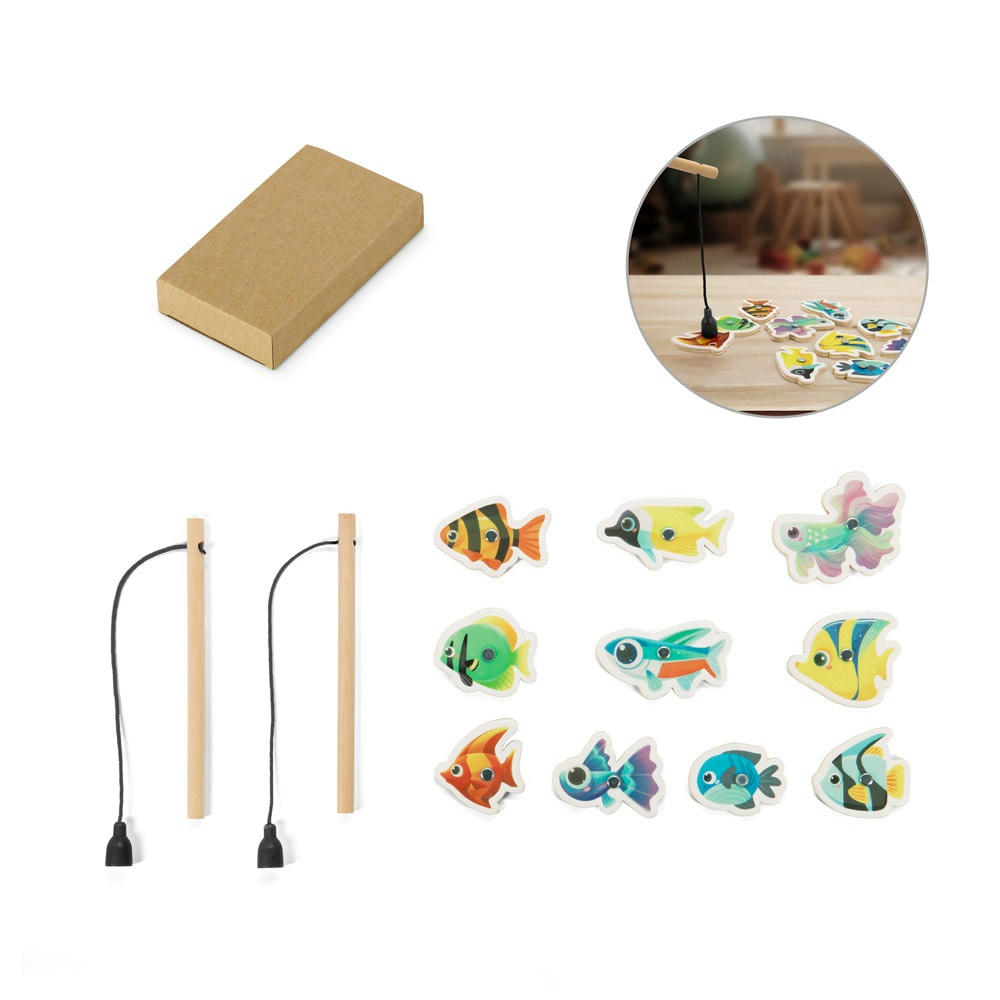 FISHY. Angelspiel mit 10 Holzfischen, ideal für Kinder Werbeartikel