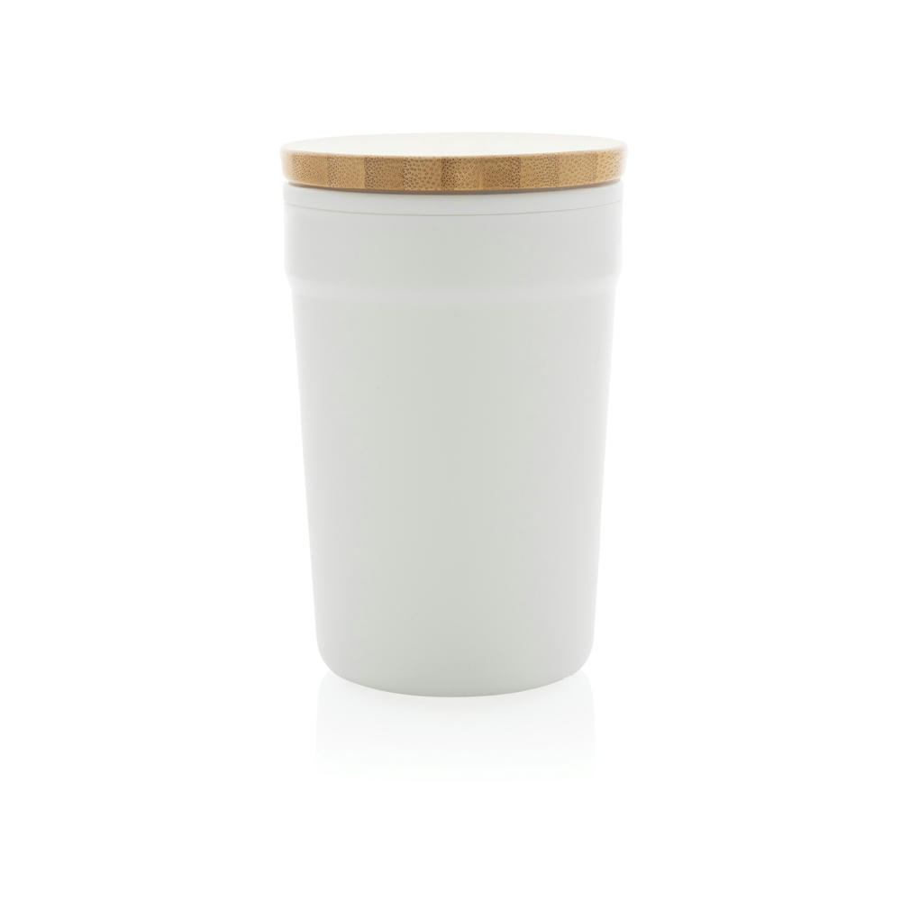 GRS rPP-Becher mit Bambusdeckel Werbeartikel