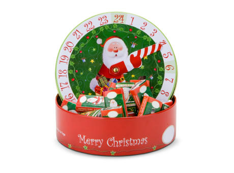Geschenkartikel / Präsentartikel: Runder Schokoladen Adventskalender Werbeartikel