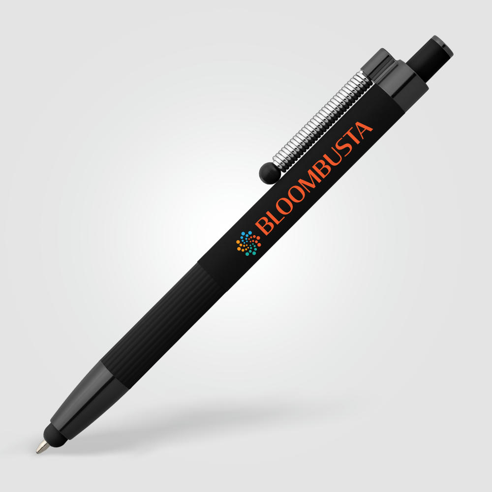 Lisbon Kugelschreiber einfarbig mit Fidget-Funktion und Stylus aus recyceltem Aluminium Werbeartikel