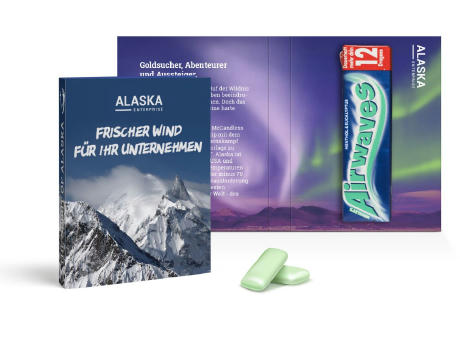 Werbekarte mit Wrigley's Airwaves Werbeartikel