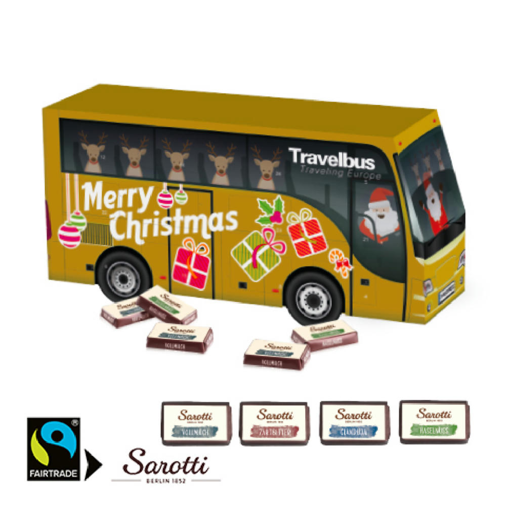 Product image 3D Adventskalender "Bus" mit Sarotti Fairtrade® Werbeartikel