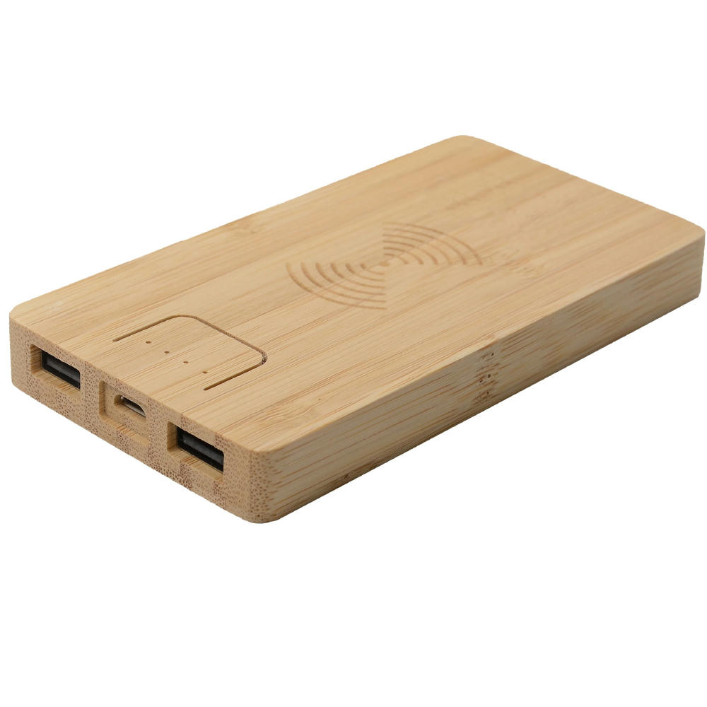 Product image Holz Powerbank PB-65 QI Wireless Charging 6000 mAh Bambus Werbeartikel