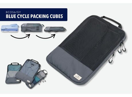Product image TROIKA Reise-Kompressionstaschen Set BLUE CYCLE PACKING CUBES bedrucken