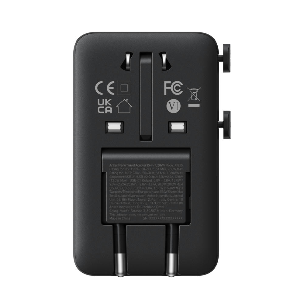 Anker Nano Reiseadapter (5-in-1, 20W) Werbeartikel