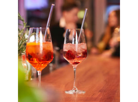 Strohhalm-Set aus 6 Glas-Trinkhalmen mit Reinigungsbürste Werbeartikel