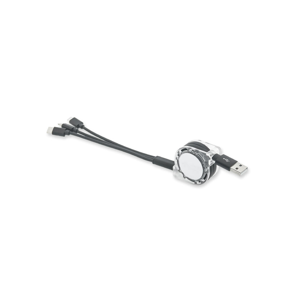Product image 3in1 Aufrollladekabel Schwarz Werbeartikel