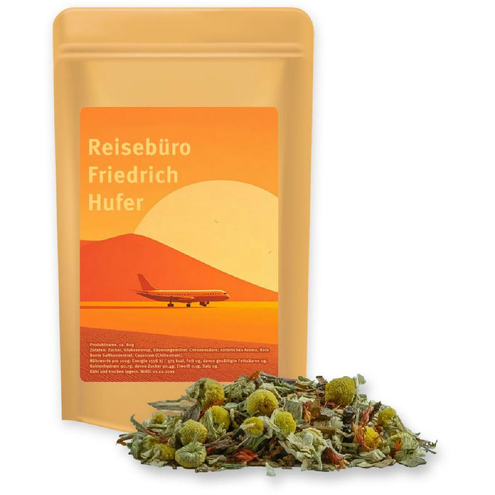 Product image Rotbuschtee Entspannungszeit, ca. 20g, Standbeutel Mini Werbeartikel