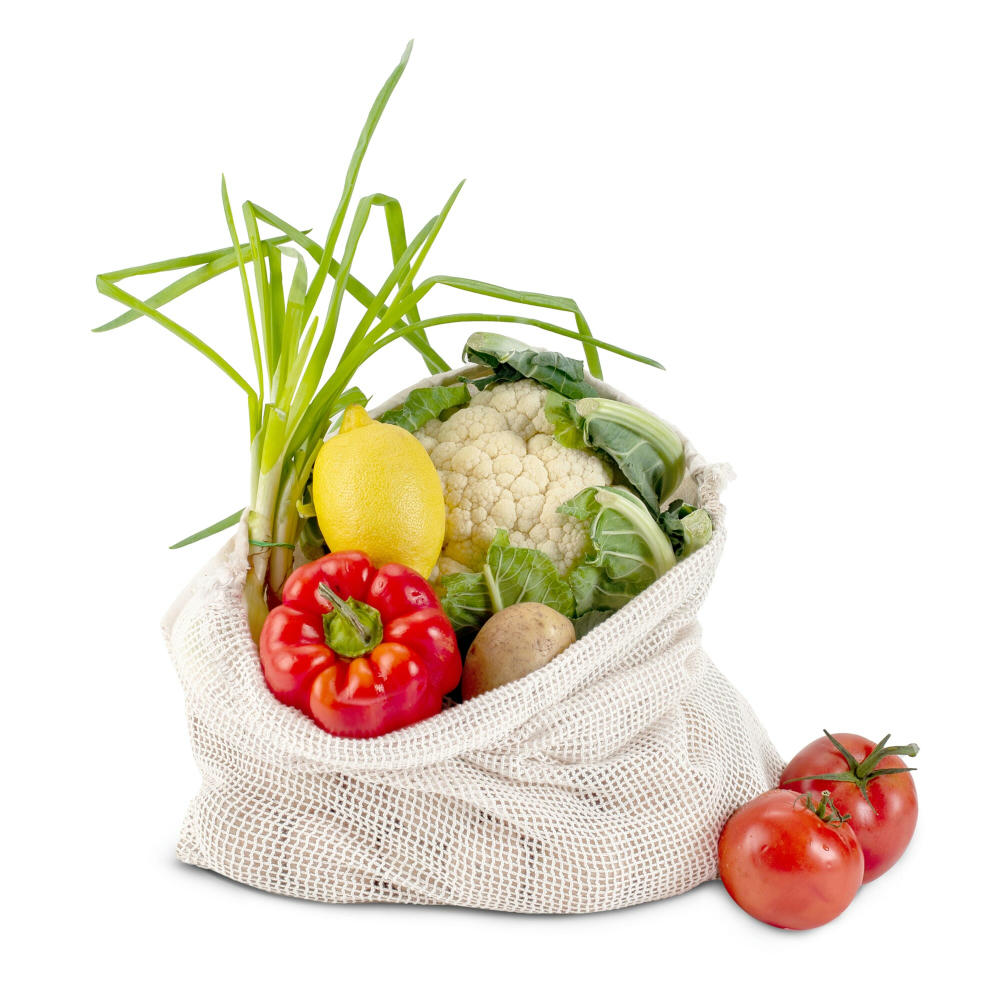 Wiederverwendbare Lebensmitteltasche OEKO-TEX® Baumwolle 40x45cm Werbeartikel