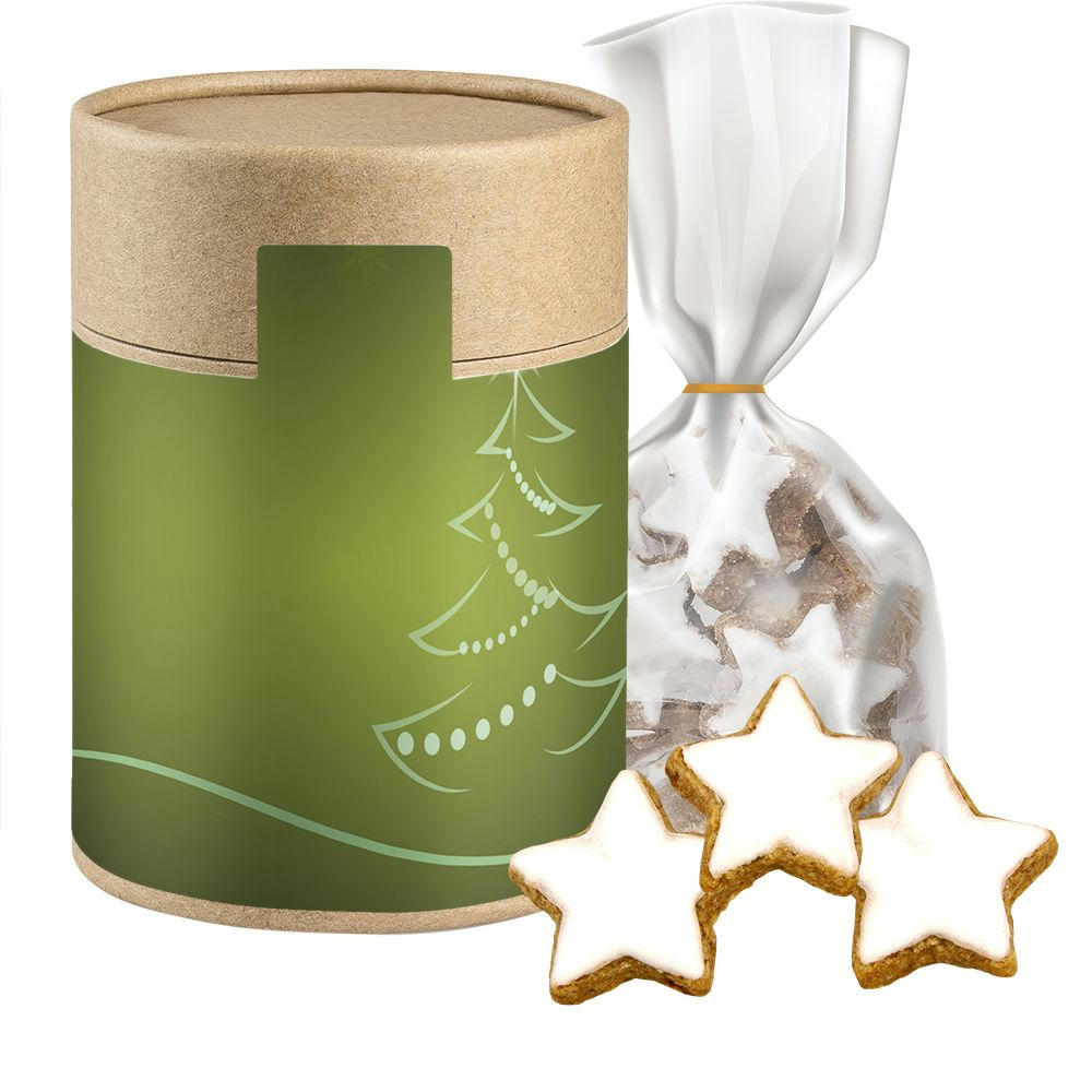 Product image Zimtsterne, ca. 100g, Beutel in Kraftpapierdose Maxi Werbeartikel