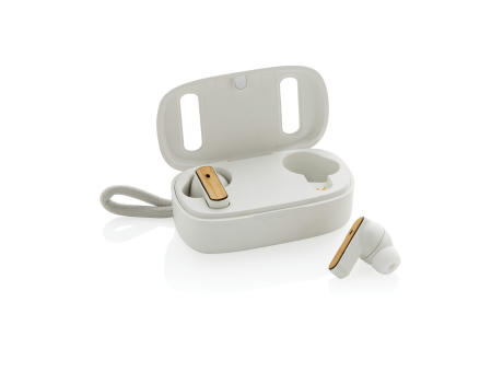 TWS-Ohrhörer aus recyceltem RCS-Kunststoff und Bambus Werbeartikel