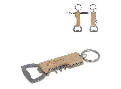 Bambus Wein &amp; Flaschenöffner Schlüsselanhänger Werbeartikel