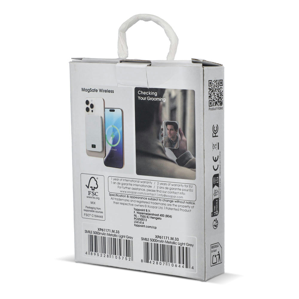 Xoopar Smile Wireless Mirror Powerbank Kompatibel mit MagSafe 5000 mAh Werbeartikel