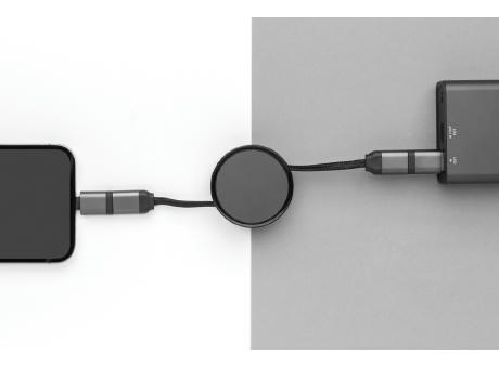 Terra aufrollbares 6-in-1 45W-Kabel aus RCS recyc. Aluminium Werbeartikel