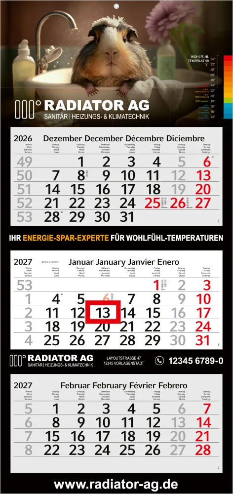 3-Monatskalender Profil 3 Bestseller (Mehrblock)