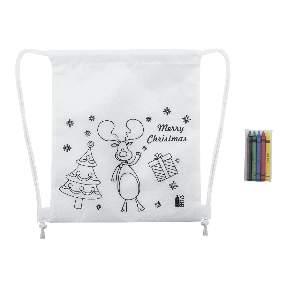 Product image Weinachtlicher Kordelzugbeutel zum Ausmalen Julfar Bag A Werbeartikel