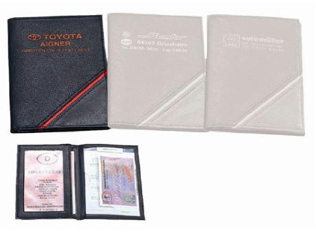 CreativDesign® Ausweistasche "CD" schwarz/rot Werbeartikel