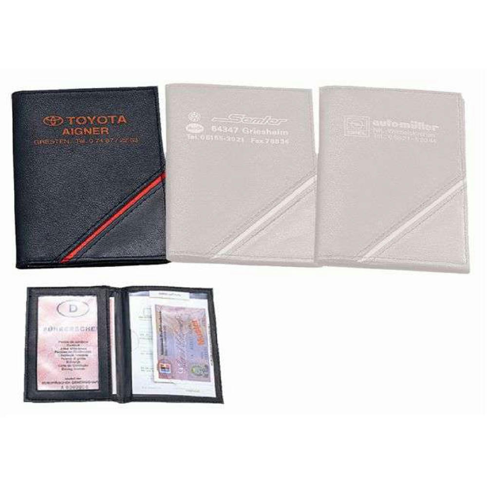 Product image CreativDesign® Ausweistasche "CD" schwarz/rot Werbeartikel