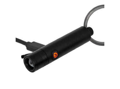 Schlüsselanhänger mit wiederaufladbare LED Taschenlampe REEVES-PORTO LIGHT Werbeartikel